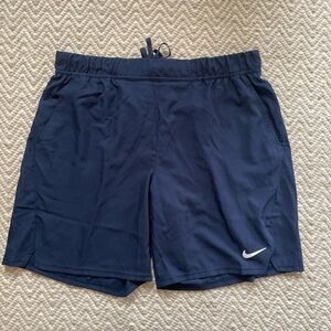 Nike Gym Shorts Navy Blue Dri Fit Performance W/ Pockets Mens Size 2XL XXL x 8"